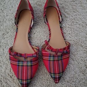 J. Crew pointed red Christmas plaid shoes